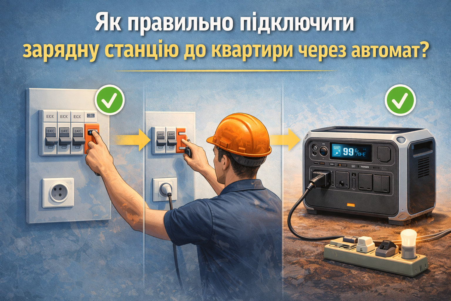 Як правильно підключити зарядну станцію до квартири через автомат?