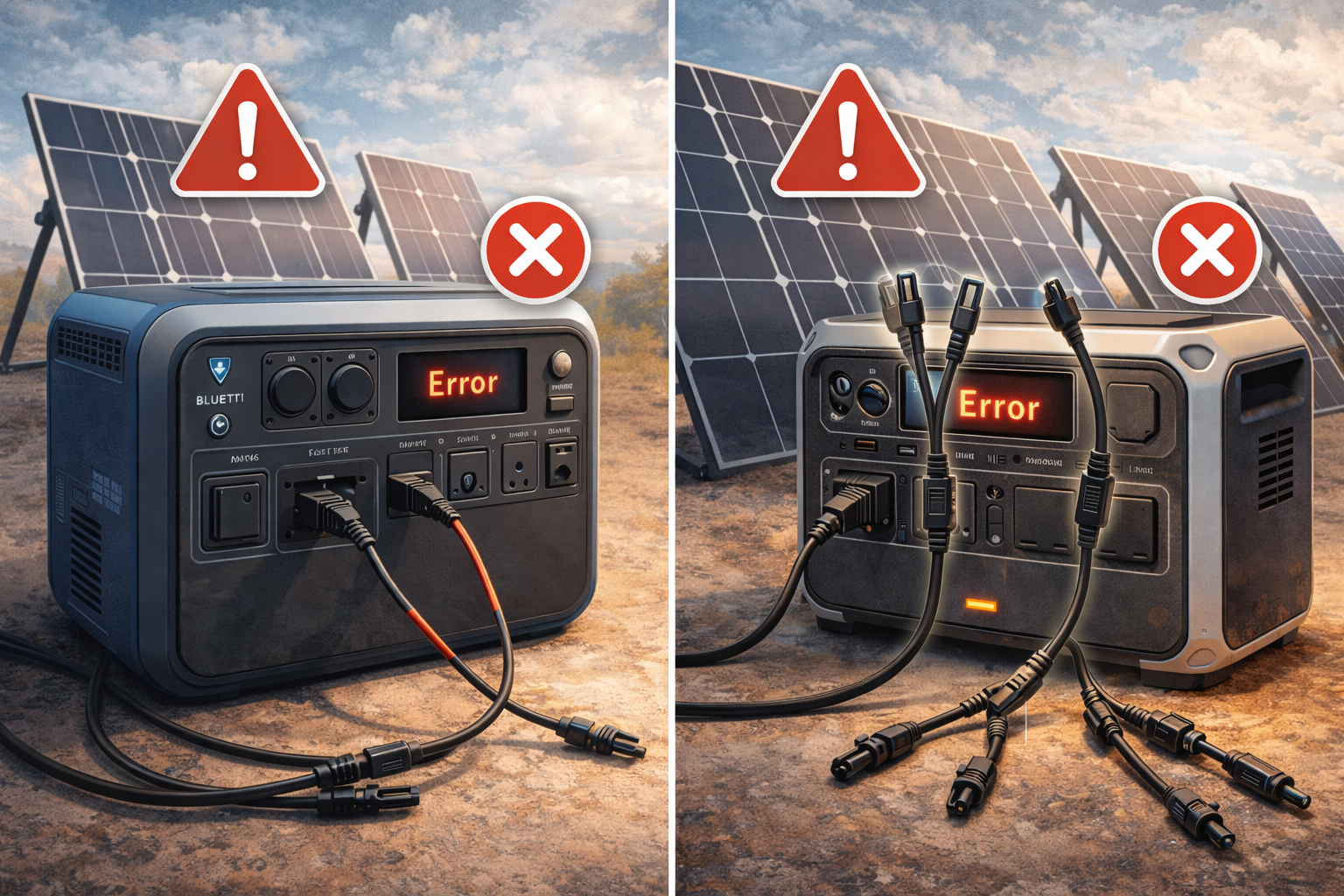 Помилки при підключенні сонячних панелей до Bluetti та EcoFlow